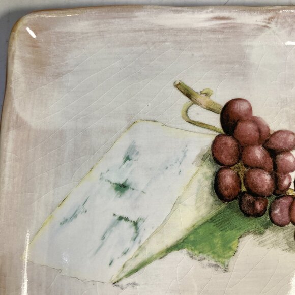 Crate & Barrel Cheese Plate Grapes Grape Bundle Wedge Serving Dish Ceramic Italy - Picture 5 of 14